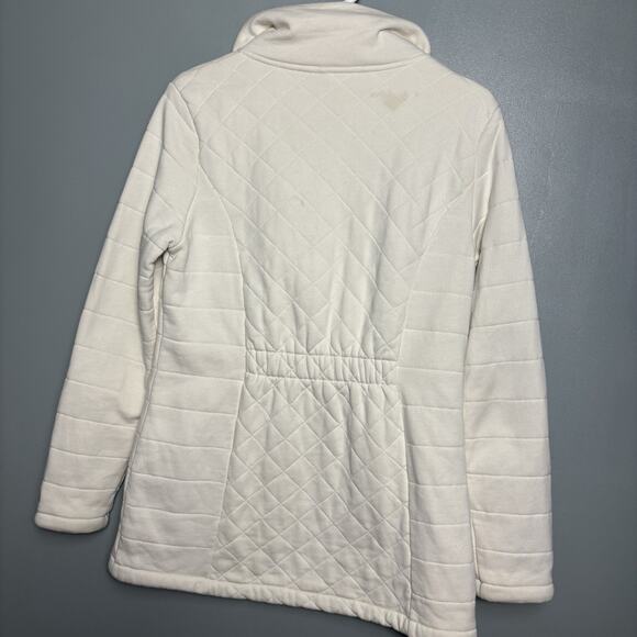 The North Face Jacket Caroluna Medium Gray Quilted Fleece Button Neck Pockets - Picture 9 of 14